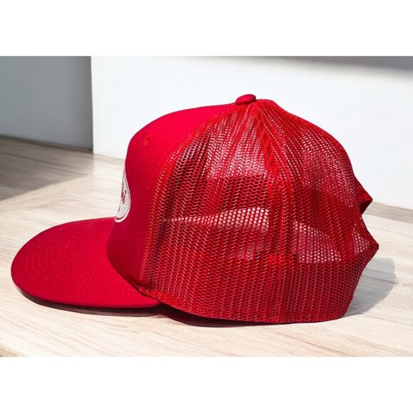 Alpha Chi Dallas Texas Retro Otto Red Mesh Trucker Hat - Adjustable Snapback Cap - Picture 4 of 5